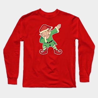 Cute Dabbing Elf Cartoon Long Sleeve T-Shirt